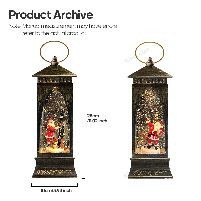 Hot Sale Metal Snow Globe Light Music Battery Operated Christmas Snowing Lamp Lantern For Gift