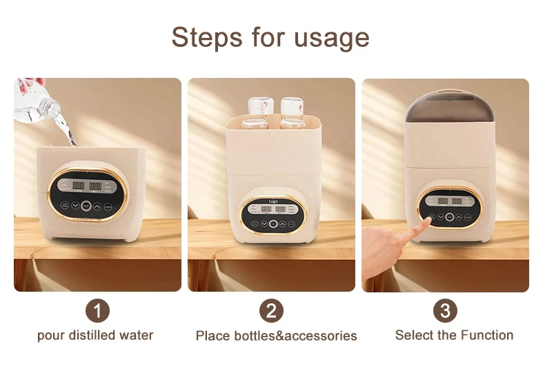 3 In 1 Large Capacity Steam Baby Bottle Sterilizers With Electric Portable Baby Bottle Warmer And Dryer