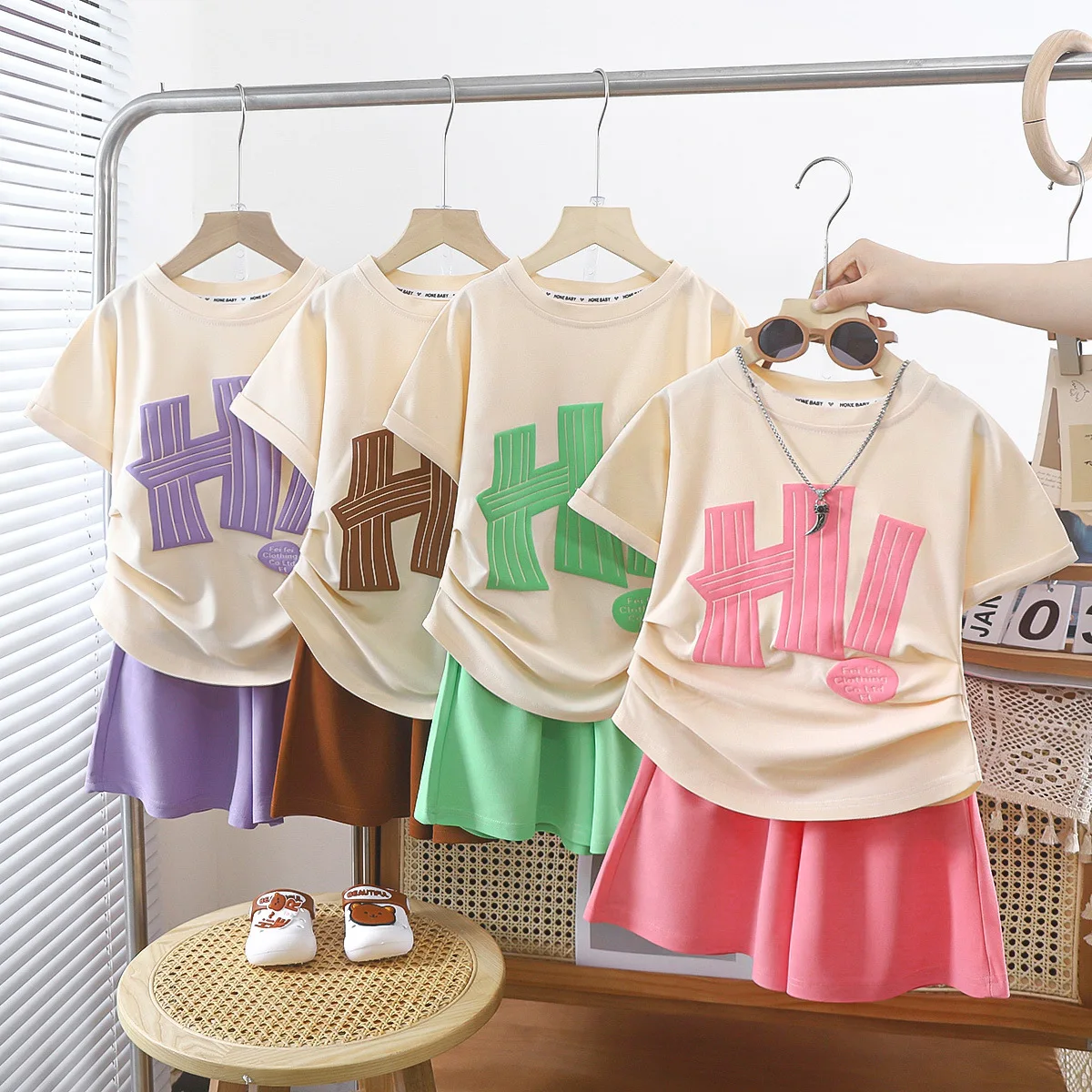 2024 Custom Baby Clothes Unisex Autumn Solid T-shirt Trousers 2Pcs Baby Clothes Set OEM 100% Cotton Kids Clothes Boys