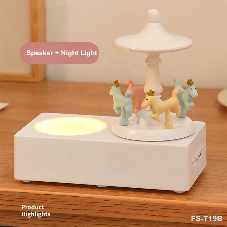 Trending Products New Arrival Christmas Gifts Automatic Rotation Portable Carousel Wireless Speaker night lights