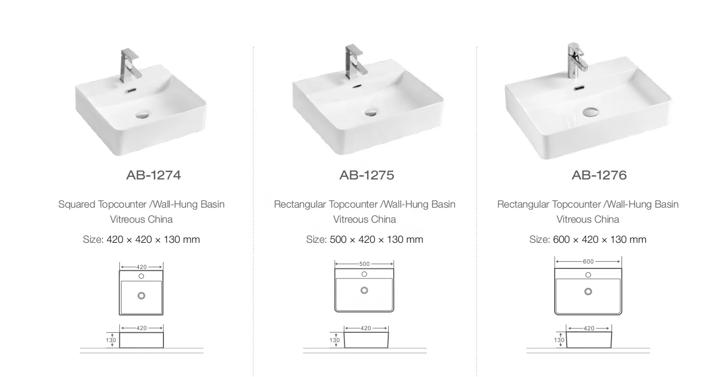 ANBI Ceramic Rectangular Washing Basin Mold Wall Hung Washbasin Bathroom Sinks