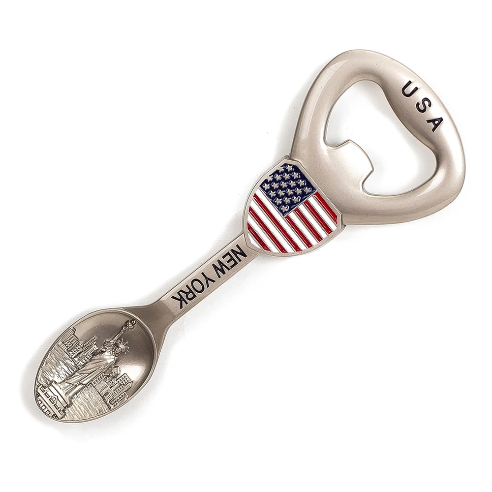 Custom Pairs Berlin London Barcelona Tourist Travel Gifts Spoon Beer Bottle Opener Switzerland New York Souvenir Fridge Magnet