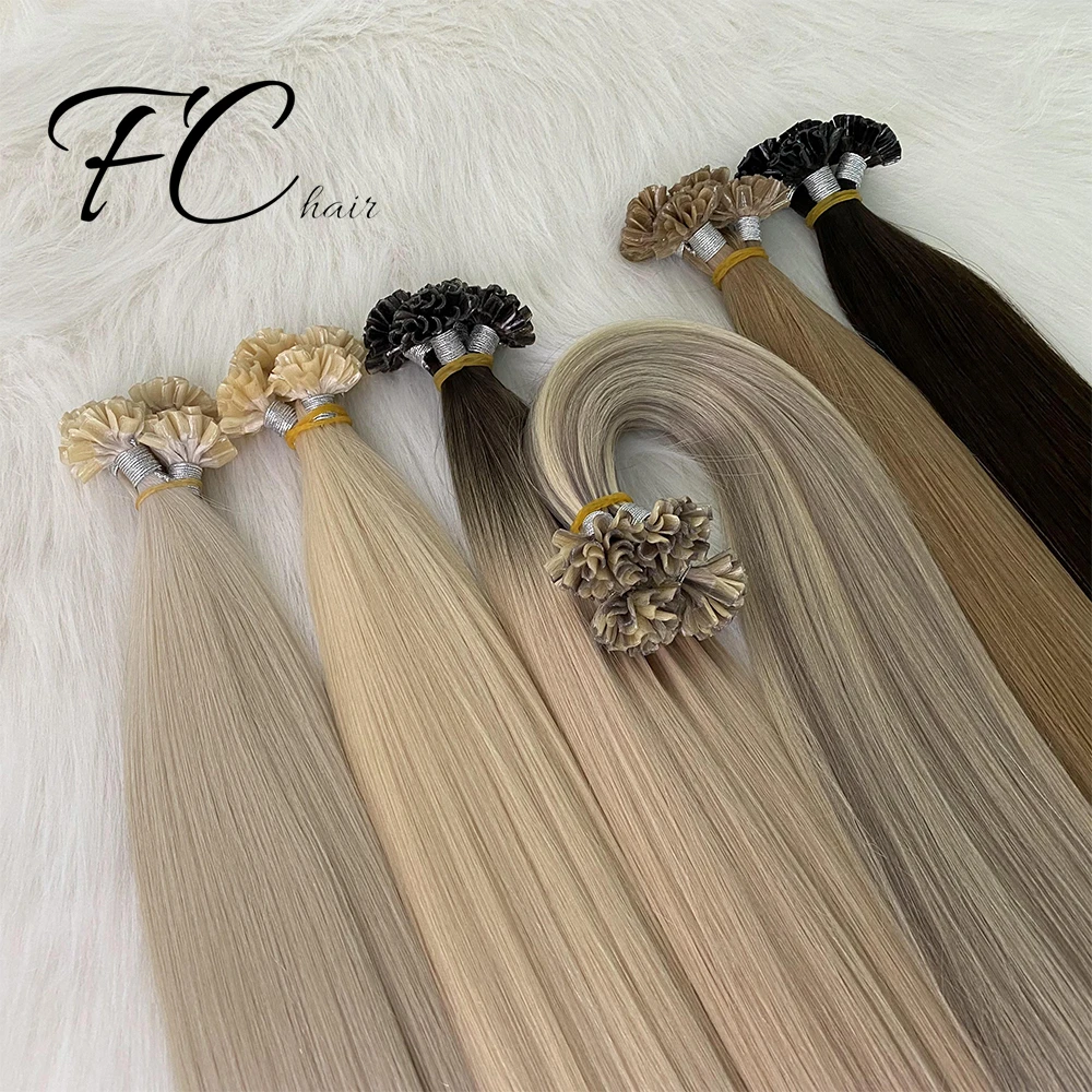 Fangcun Double Drawn Italian Prebonded i Tip U Tip Hair Extensions Virgin Keratin Human Hair Extension