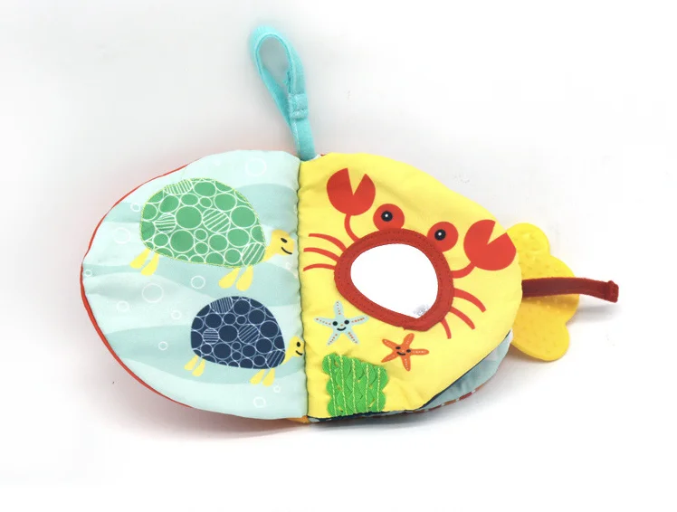 Fish Early Education Sound Interactive Fabric Animals Tails Baby Cloth Books Activity Crinkle Cloth Book Washable infant 0-3