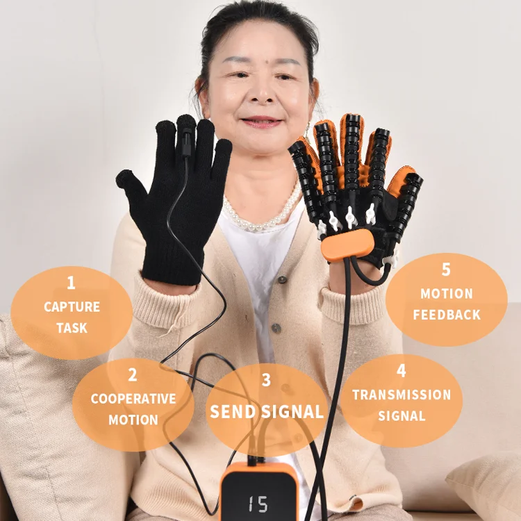 Upgraded Heating Rehabilitation Training Robot Gloves with Voice Prompts Stroke Hemiplegia Hand Function Recovery Finger Trainer