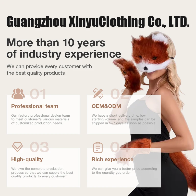 Hot Selling Costume Anime Cosplay Accessories Animal Sexy Fox Tail Faux Fur Tail Fox Tail Bear Paw Gloves