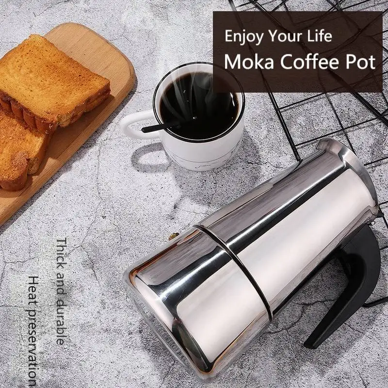 Italian Stovetop Espresso 2/4/6/9 Cup Bialetti High Quality 304 Stainless Steel Moka Coffee Makers Pot for Thailand