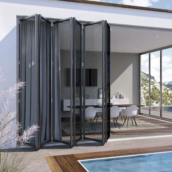 NUOXIN 2024 aluminum exterior thermal break glass other doors aluminium Folding Glass Door for house