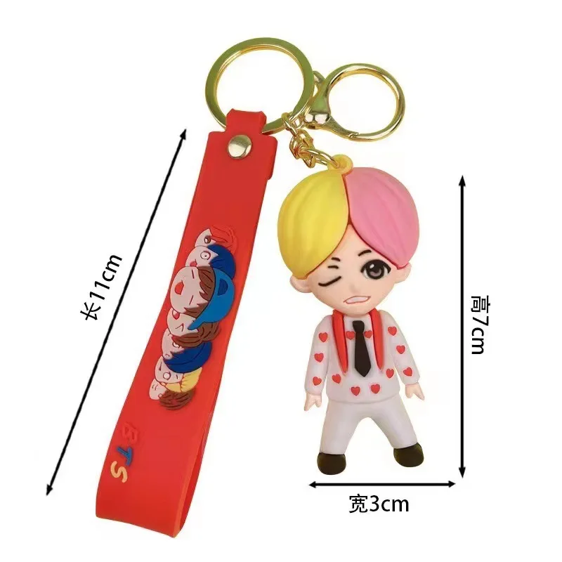 3D PVC kawaii cute cartoon car character keyring keychains ring Youth League bts keychain