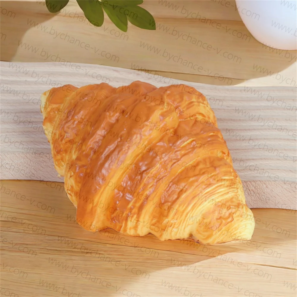 high quality artificial bread realistic faux Croissant squishy real touch simulation bread loaf for education pretend and play