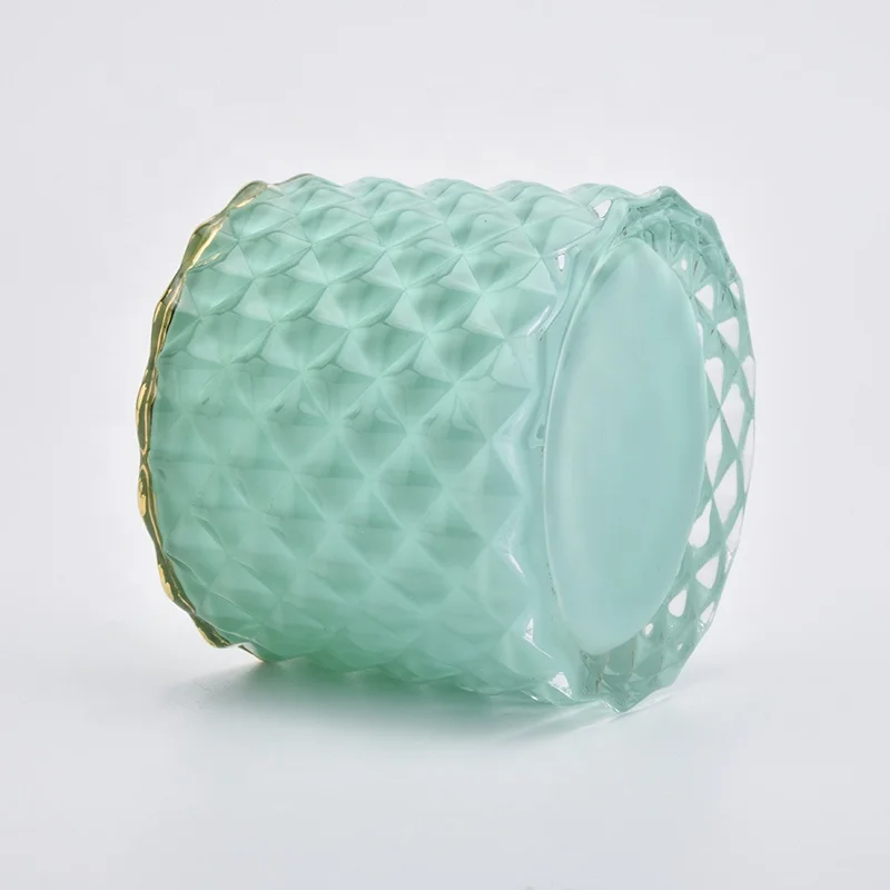 4 oz Geo Cut Glass Candle Jars with Gold Rim