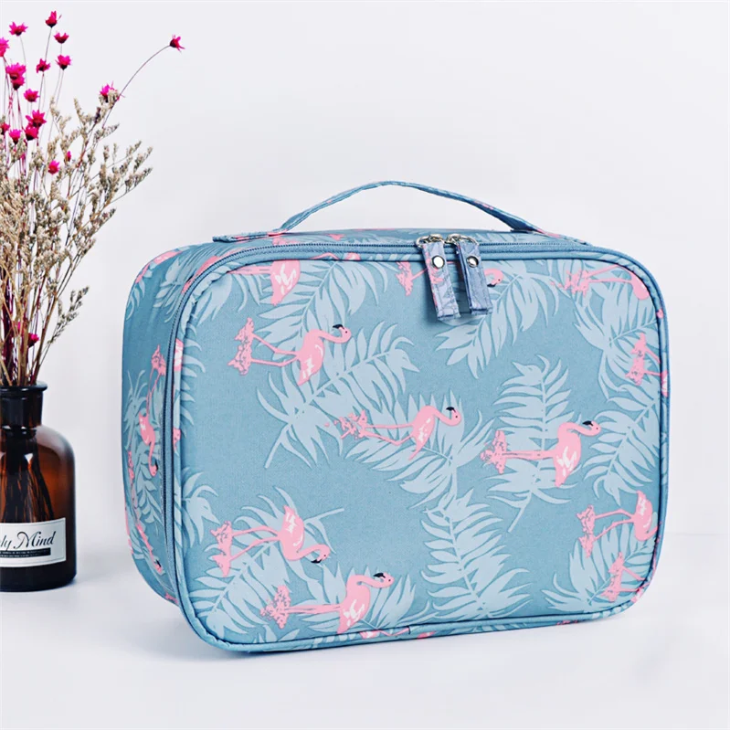Wholesale Twill Travel Square Portable Waterproof Makeup Stick Brush Cosmetic Storage Case Bag with Handle