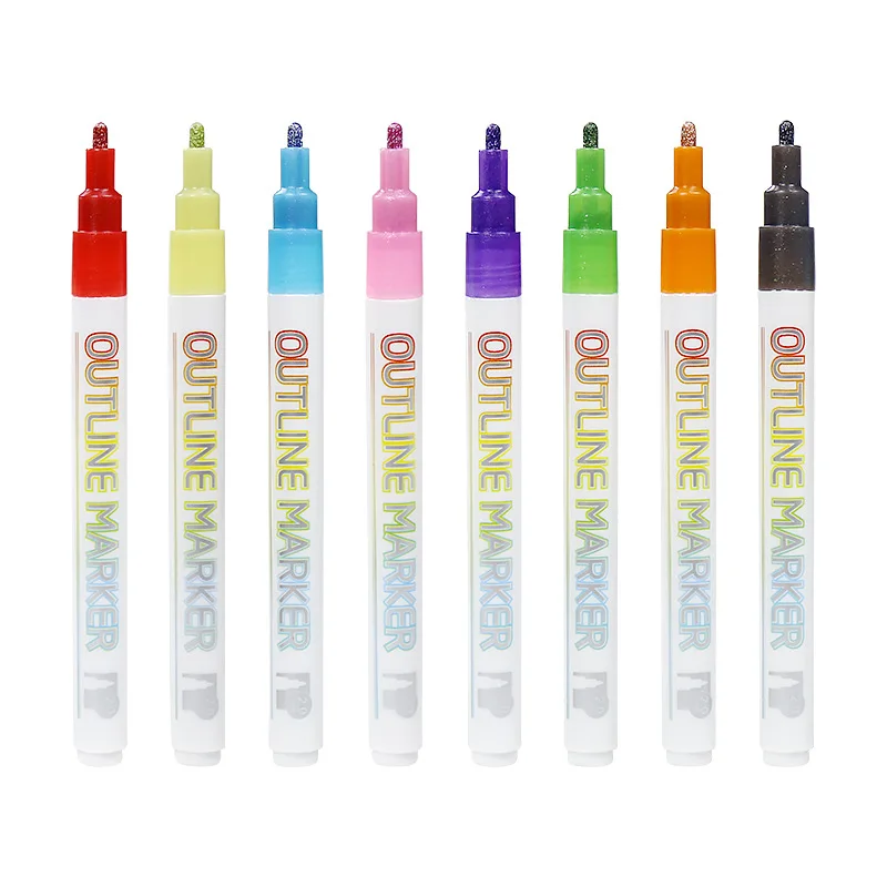 Custom Logo Multicolor Medium Point Art 20 Pcs Colors Glitter Pen Markers For Black Paper