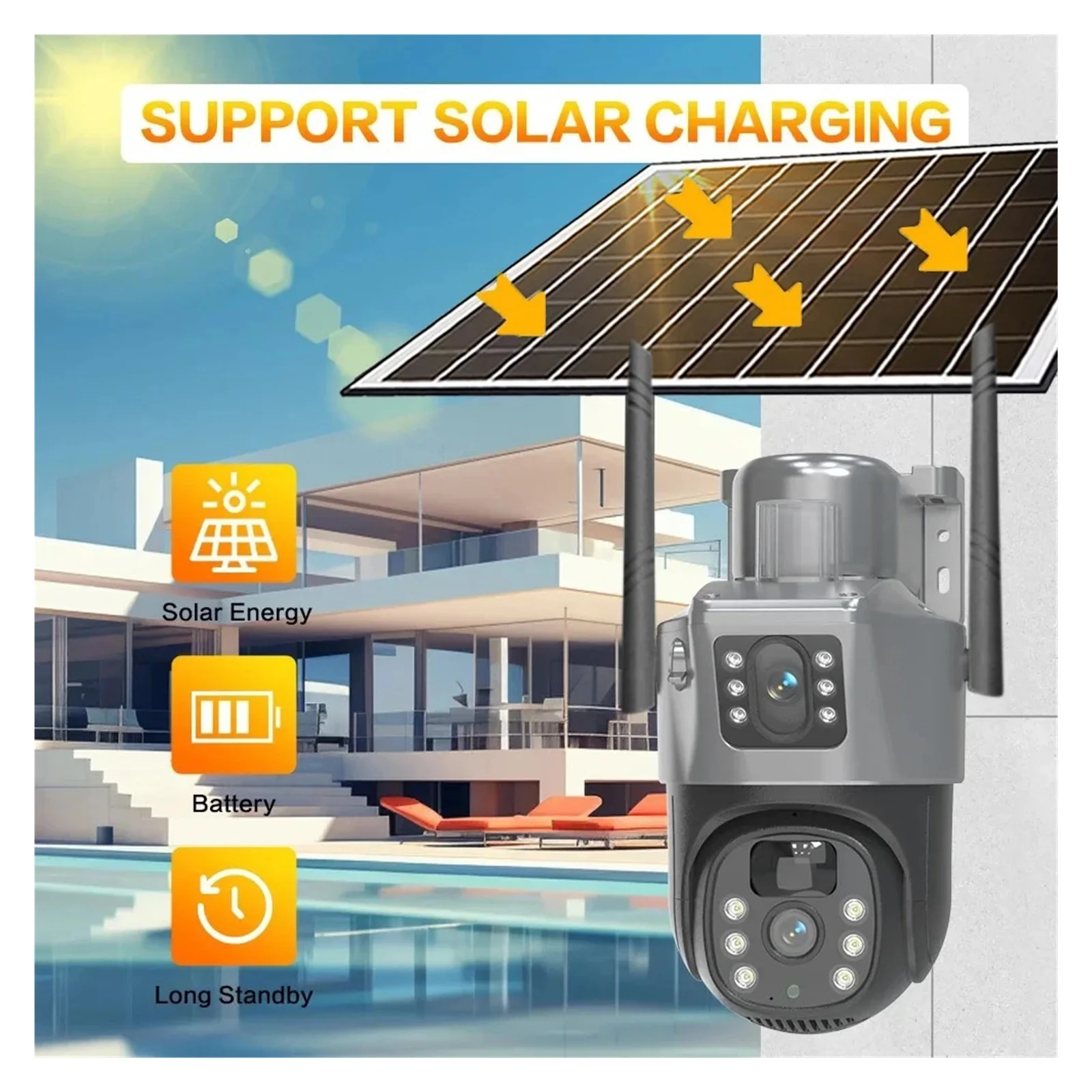 Senhuo Solar Outdoor Security 4K 8MP 4G SIM Card WiFi Wireless AI Humanoid Tracking IP CCTV Surveillance Camera