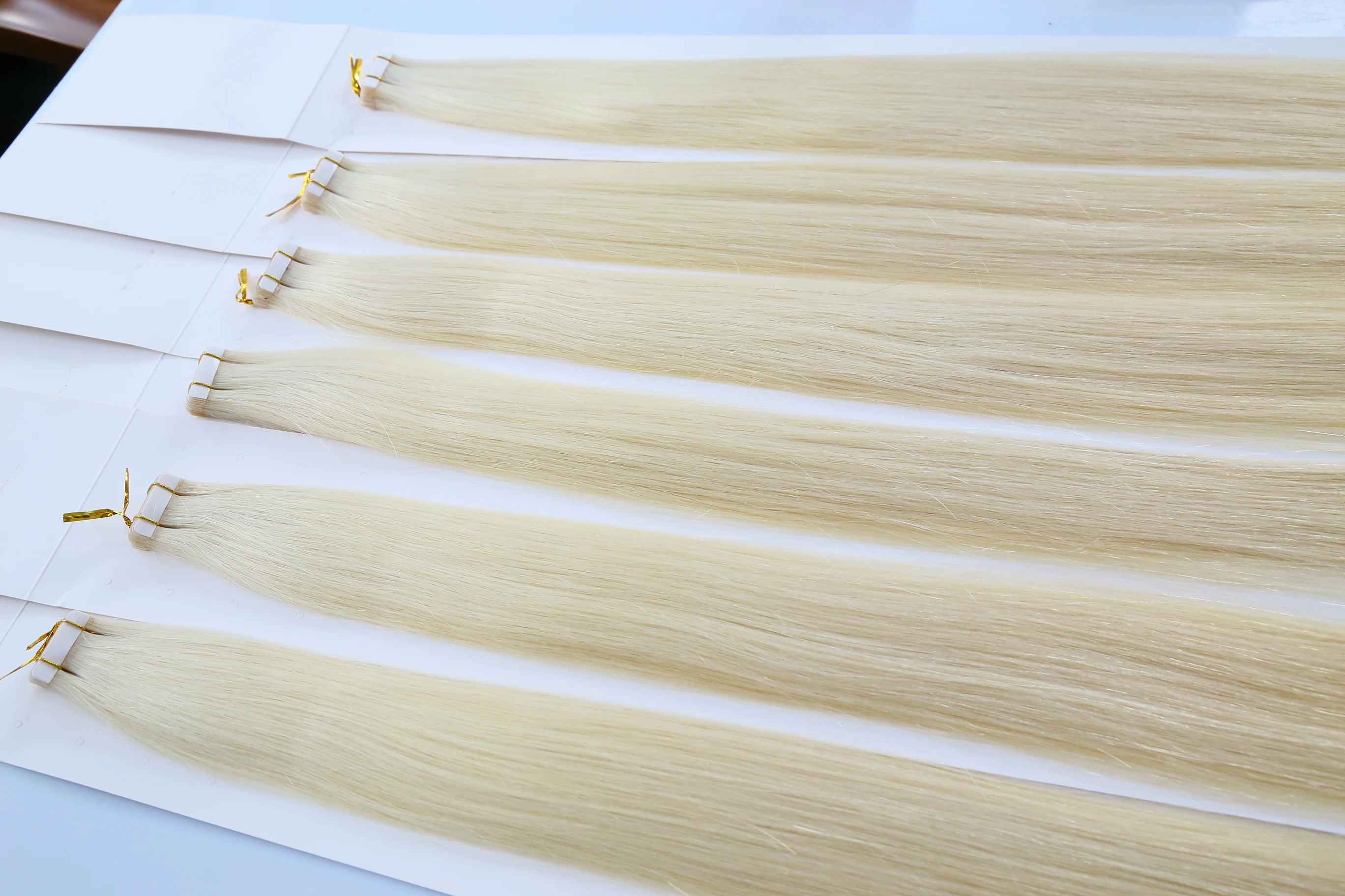 #1001  3X1CM Small Tape in Hair Extensions Light Blonde Color Russia Hair With Double Drawn Full End