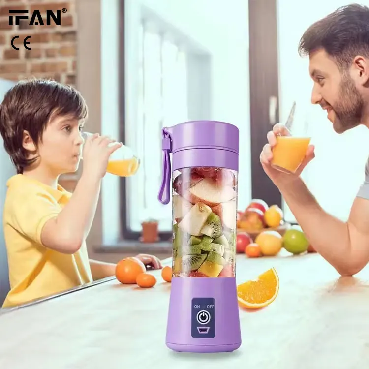 IFAN High Quality Mini Plastic Juicer Cup Wholesale for Fruit Baby Food Travel Battery Powered Juicers