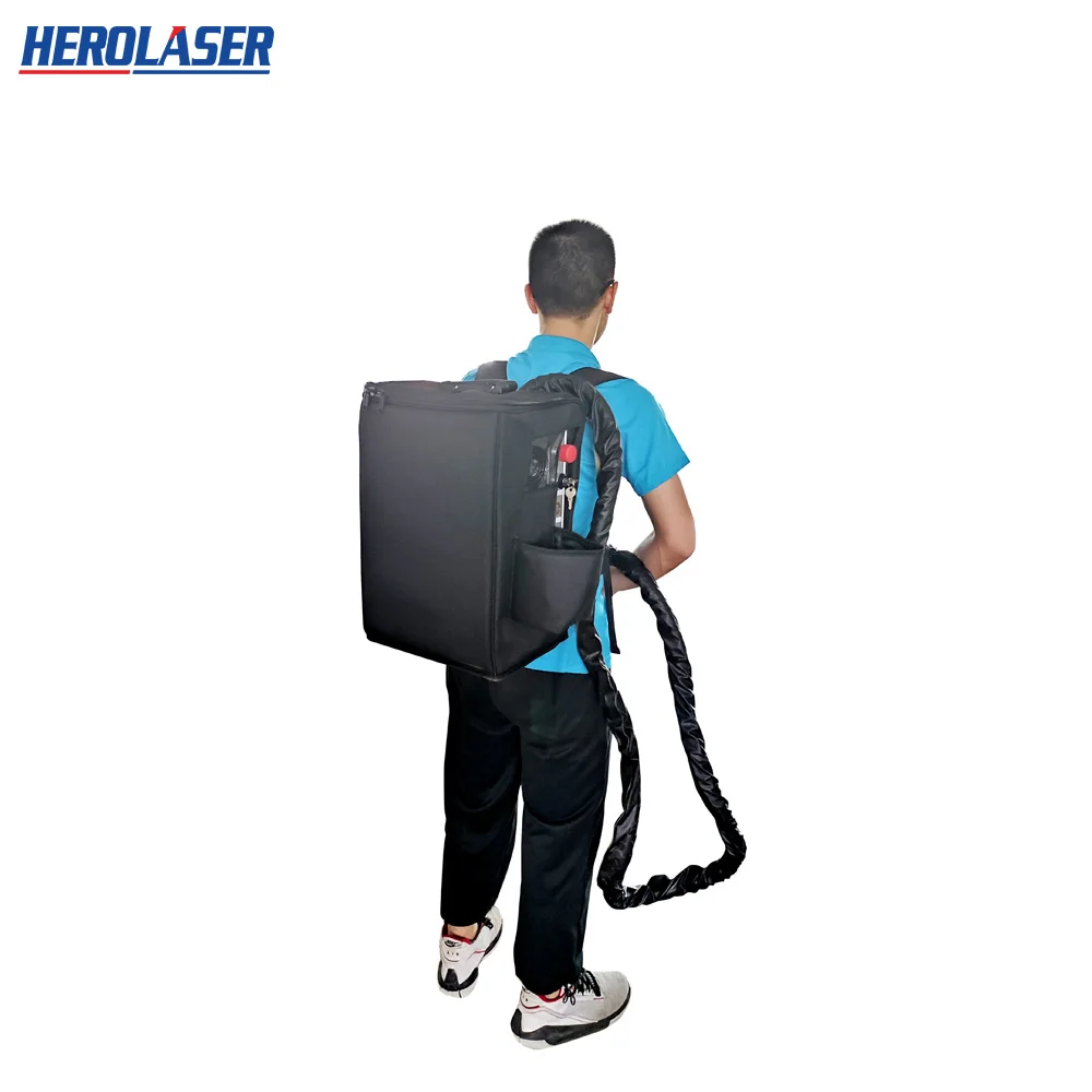 30W 50W  100W portable backpack  laser cleaning machine for Welding spot thin rust removal
