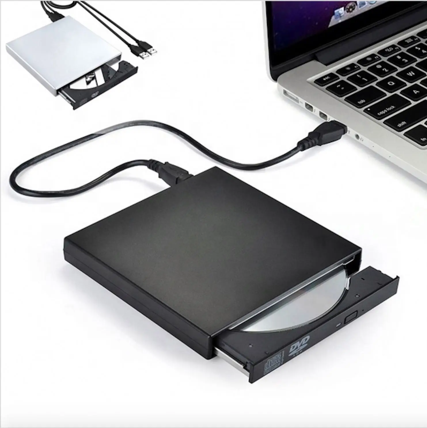  Зарядное устройство внешний USB CD-RW горелки DVD/CD считыватель плеер с двумя кабели для Windows и Mac OS ноутбук