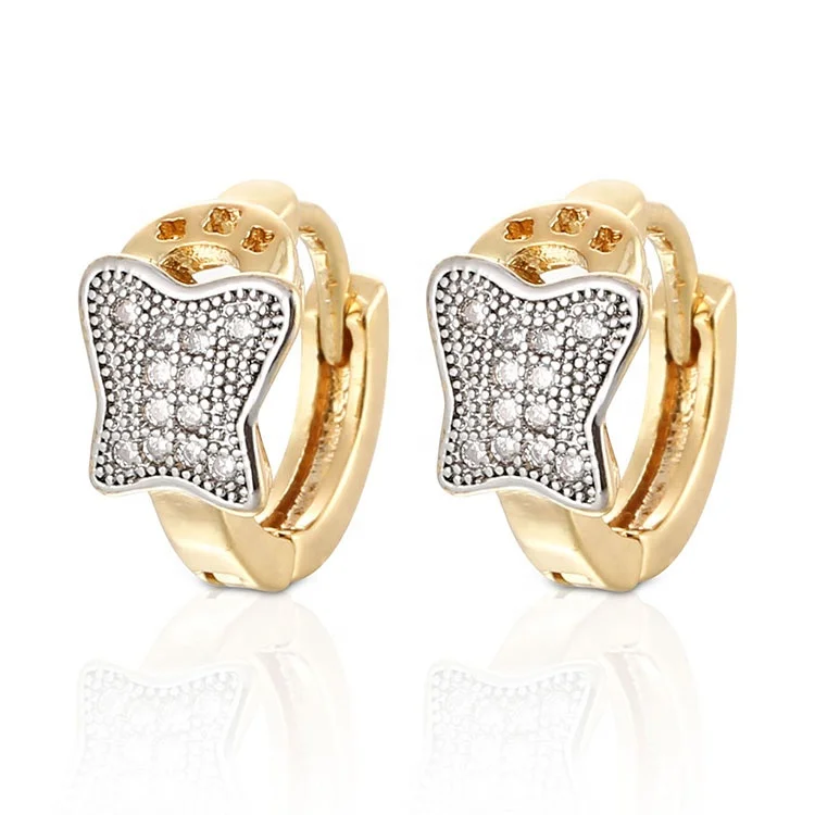 Hengdian Self Piercing Large 18k Gold Huggice Earrings wholesale Jewelry