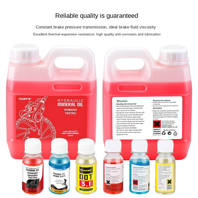 TOOPRE Bikes Lube1000ml Mineral Oil Brake Lube BMX Bike Lubricant with Pads Disc for Chain & Disc Brake Bicycle Accessories