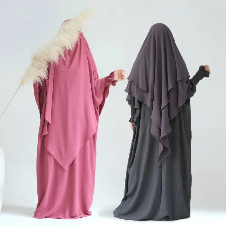 Многоцветный набор из 2 предметов Khimar Abaya Закрытая Абая и 2-слойная химар хиджаб новая модель Dubai