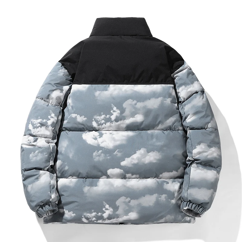 HOSIN 2022 high quality pasiley print bomber white baby blue puffer down jacket sublimation