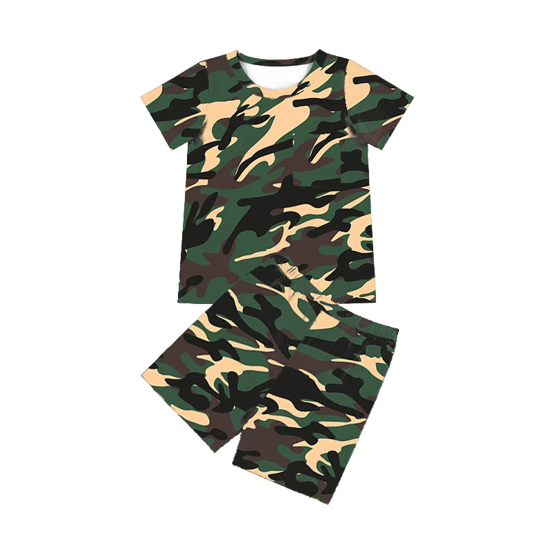 TZ-357-YXX Baby Boy Military Shorts Clothes Toddler Cooler Version of Dad Camouflage Print Tops Pants Summer Outfit 2Pcs Set