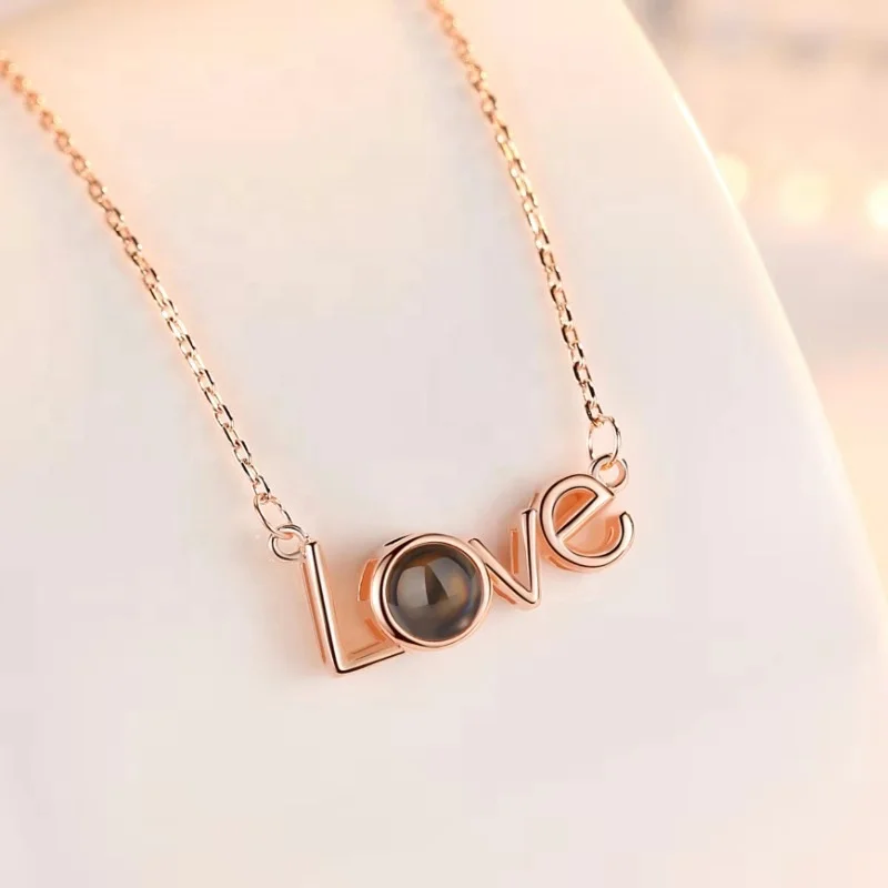 
Dropshipping 100 Languages Necklace I Love You Necklace Silver Necklace Love Forever Gift for Women 