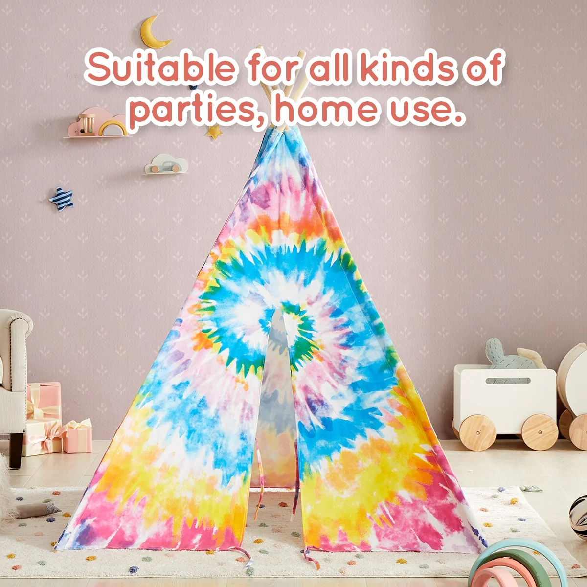 Asweets игровой домик индийский Дети Тип хлопковая Игровая палатка Радужный галстук-краситель вигвам палатка для детей