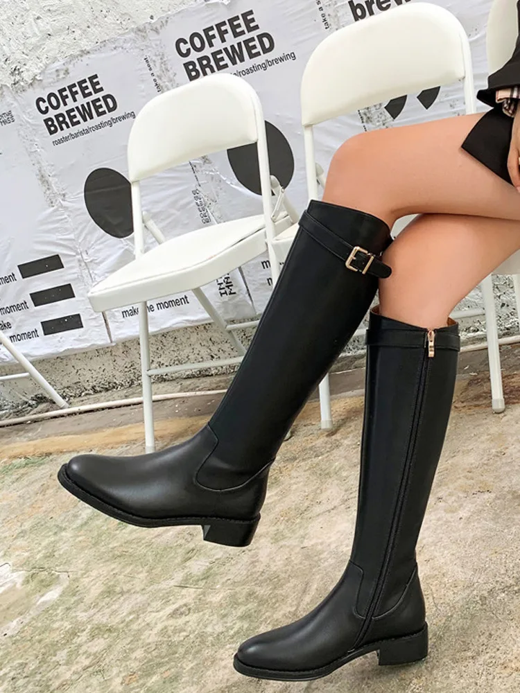 Winter Knight Brown Women Side Zippen Long Boots Shoes Hot Sale Fashion for Woman ZIP DY Rubber Solid Microfiber Tall Tube