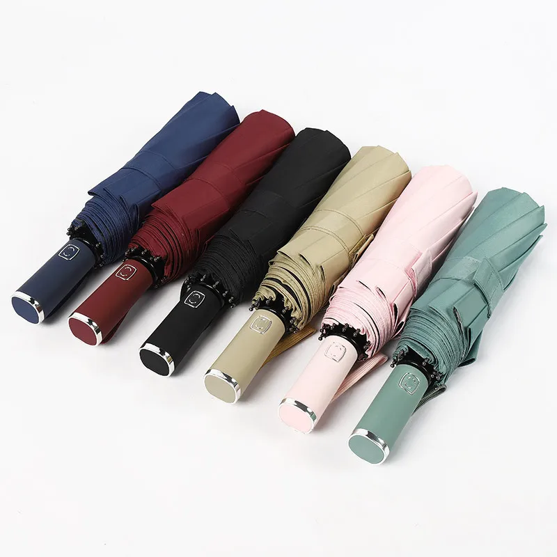 JTX744 Custom Logo Folding Umbrella Automatic 3 Folding Travel Umbrella Windproof Portable Rain Sun Umbrella