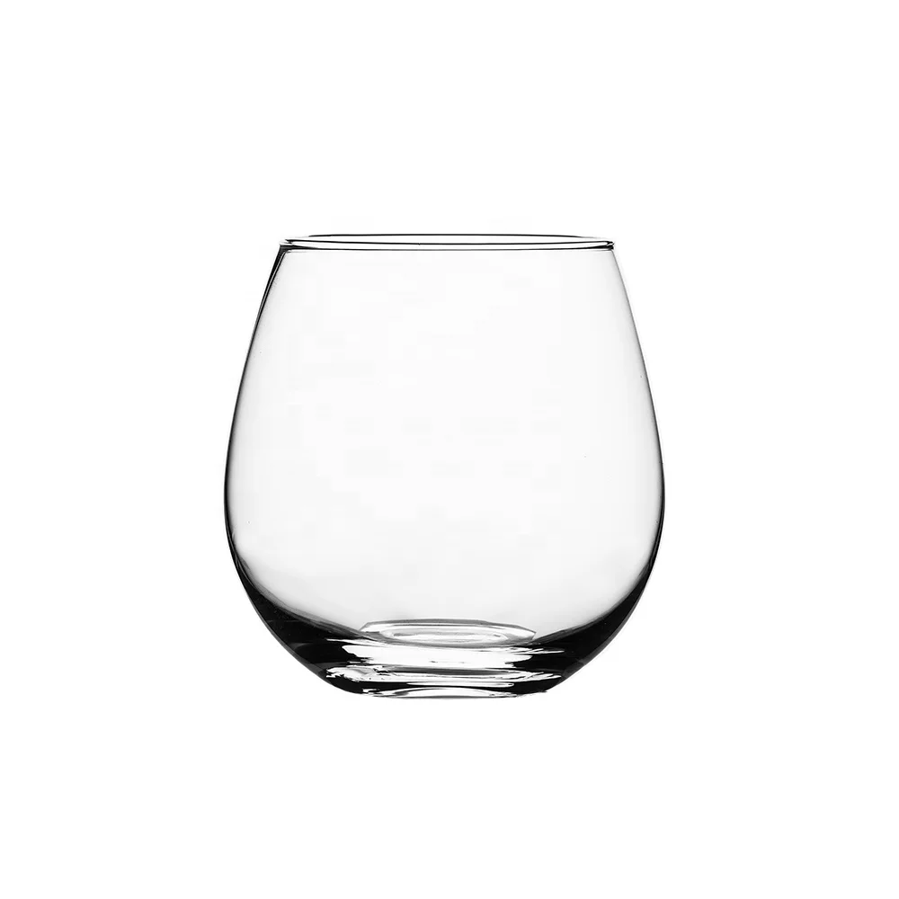 Factory Wholesale Laser Cutting and Polishing on Mouth rim 450 ml Crystal Stemless Wine Glass