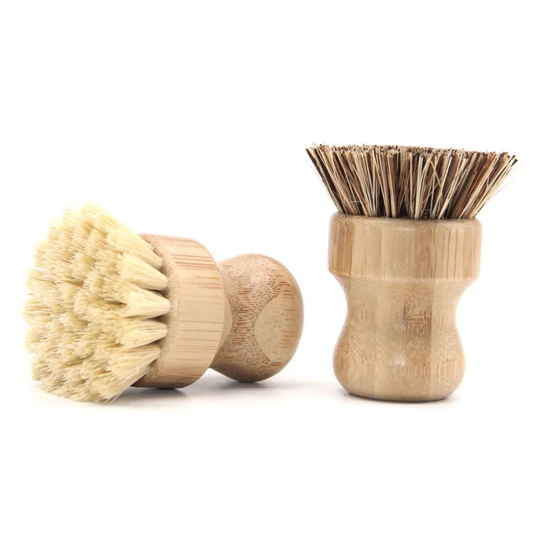 Bamboo Dish Scrub Brush Natural Scrub Cleaning Brush Vegetable Brush for Dishes   Cast Iron Pots Pans Used in  Kitchen