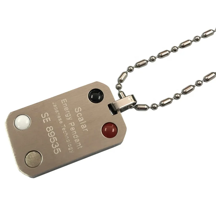 Ebuty EMF Protection Scalar Energy Lava Stone Japanese Energy Necklace Quantum Pendant with 4 Stones