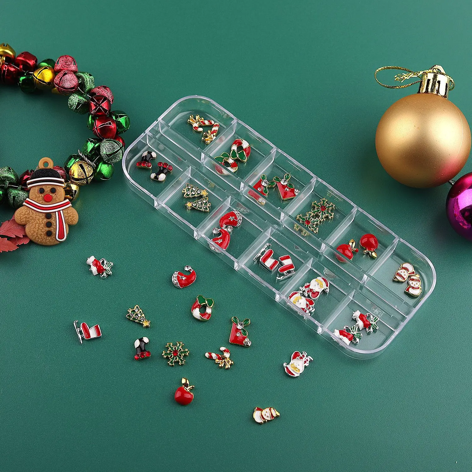 Christmas Series Mixed Nail Sticker Rhinestone Nail Art Alloy Rhinestone Christmas Nail Charm Decoration 2022