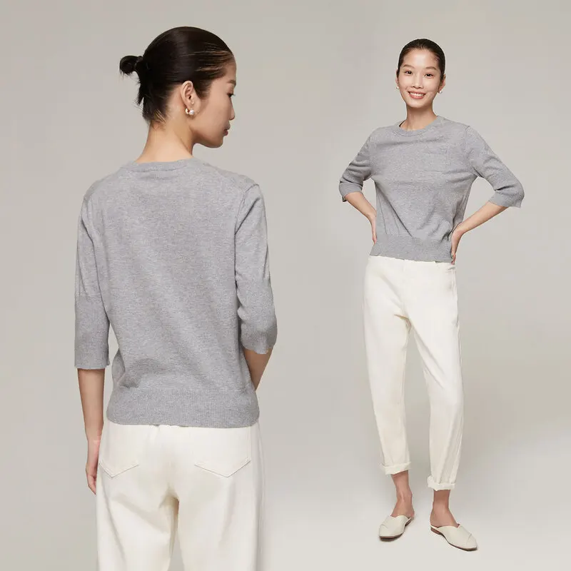 
naivee spring series knitted women top half sleeve 100% cotton for ladies 