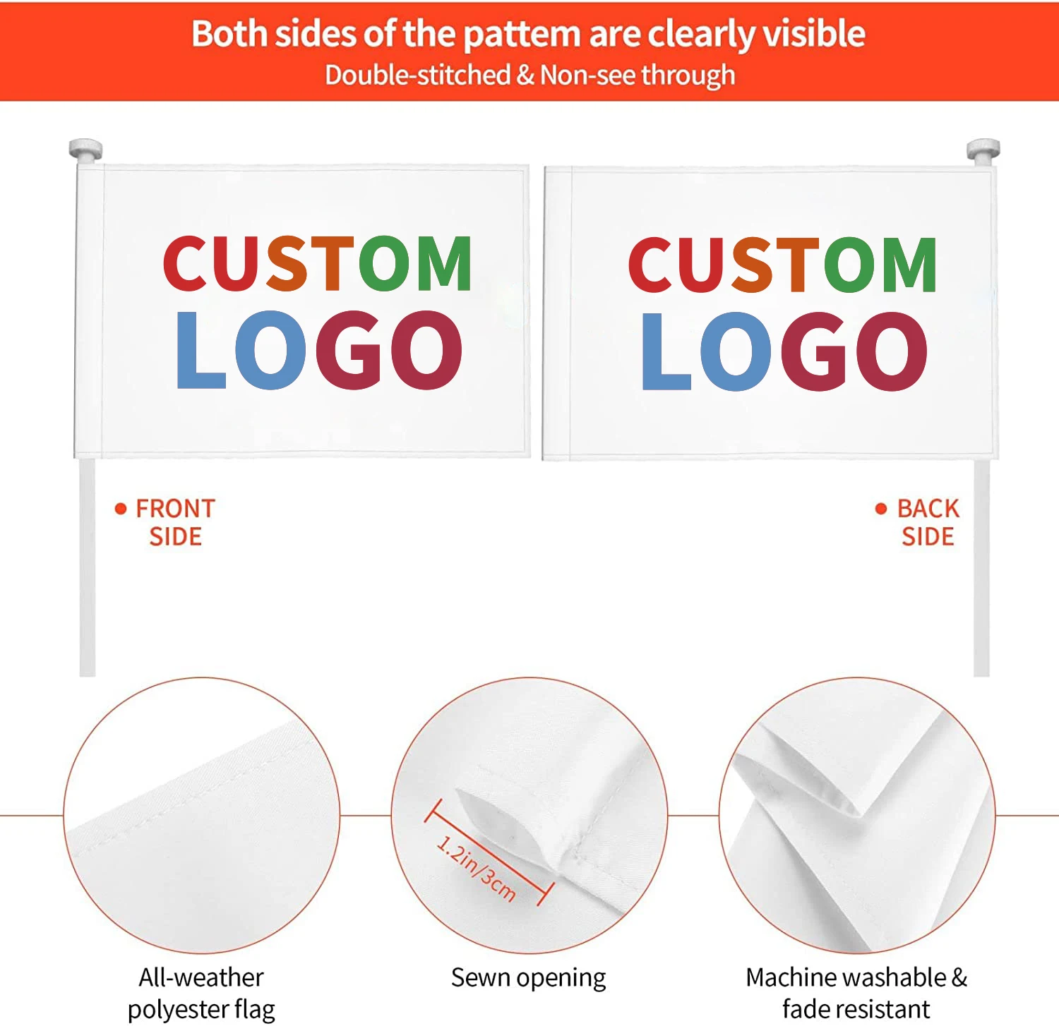 Custom Logo  National Style Flag blank Print  Imprint 12X18 Size Car Flag