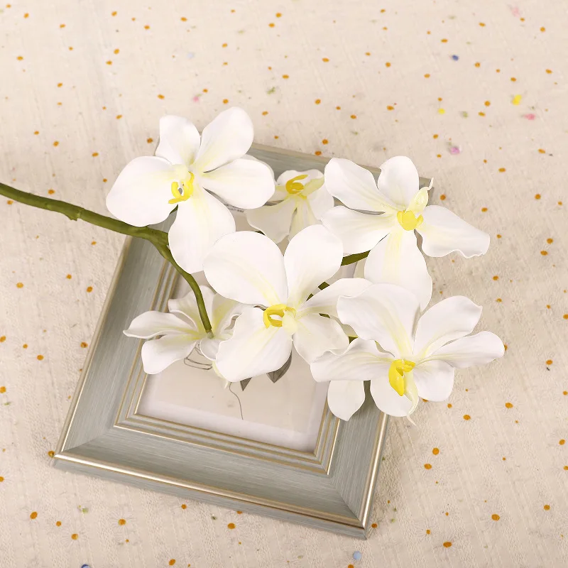Hot Sale Vanda Orchids PU Real Touch Latex 7 Heads Vanda Orchids for Home Wedding Decoration