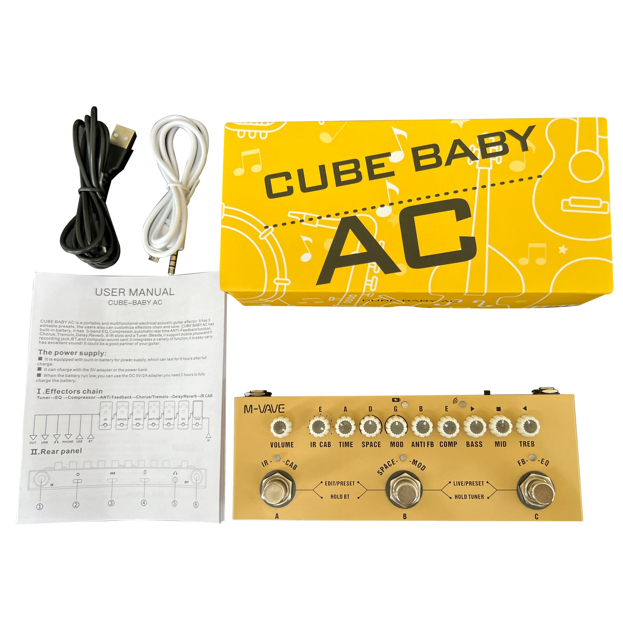 Педаль для электрической акустической гитары Cube Baby многофункциональная педаль записи перезаряжаемая эквалайзер