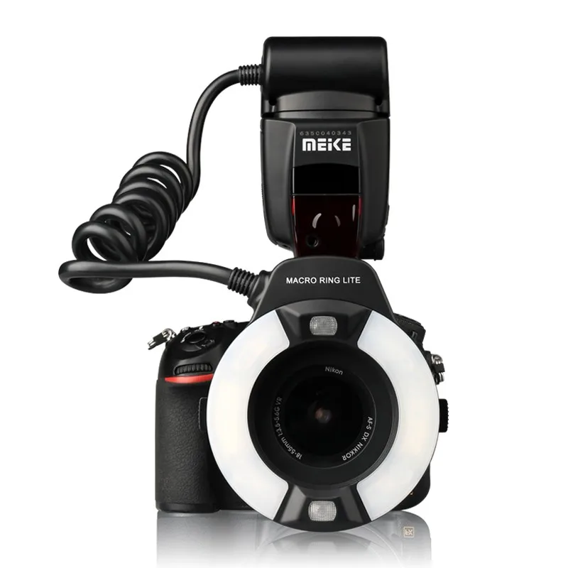 Кольцевая вспышка Meike iTTL TTL LED для макросъемки для Nikon d3400 d5600 d5300 d3300 d3200 d3100 d5500 d5200 d5100 d7100 d750 d850 d7200