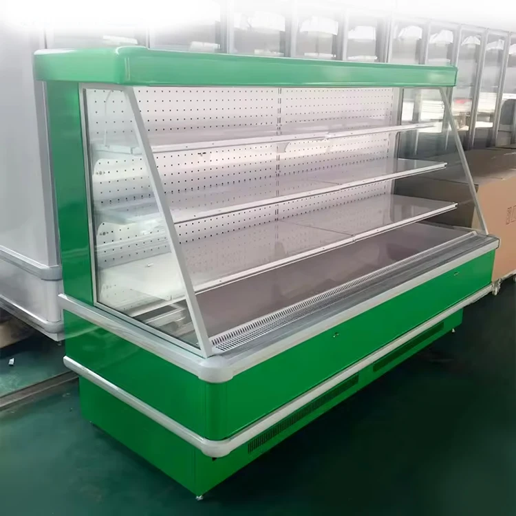 supermarket commercial fridge freezer display glass door double temperature keep fresh vegetable fruits cooler