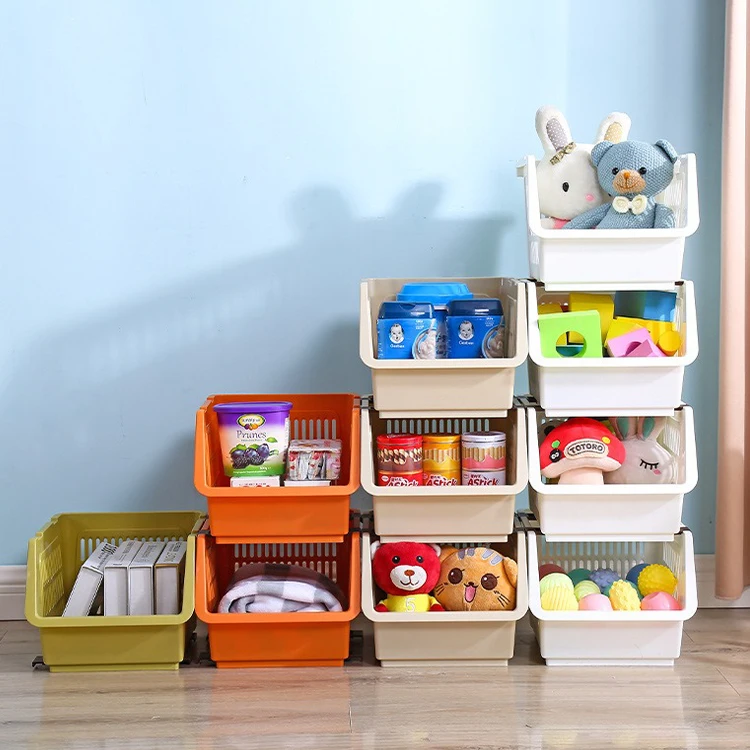 Stackable Storage Bins 2-Tier Stacking Stand Plastic Basket Rack for Kitchen Vegetable Fruit Food Storage Organizer