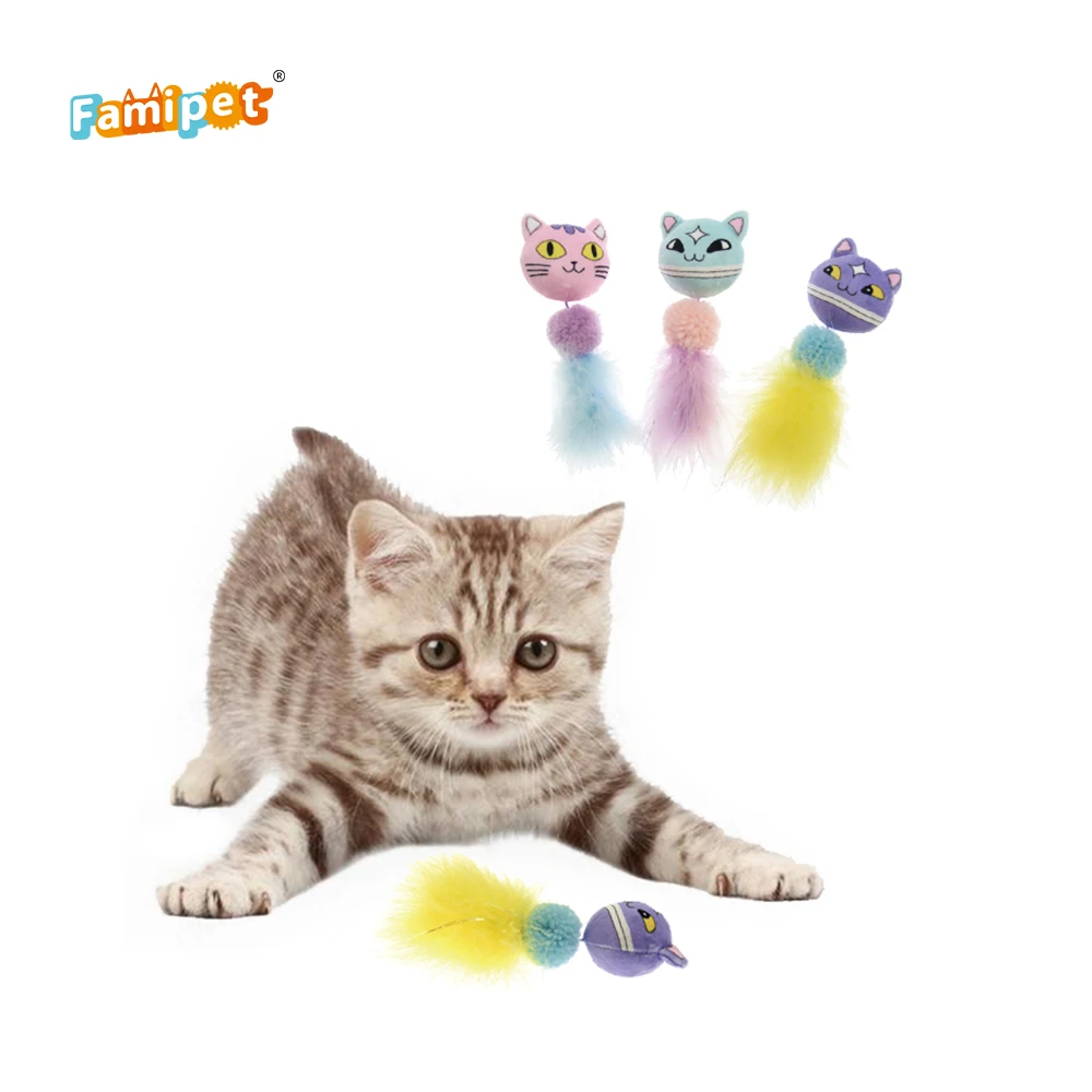 
 Cat Toys Set Factory Direct Price Design 3 Color Teasing Cat  Heads Cat Toy  