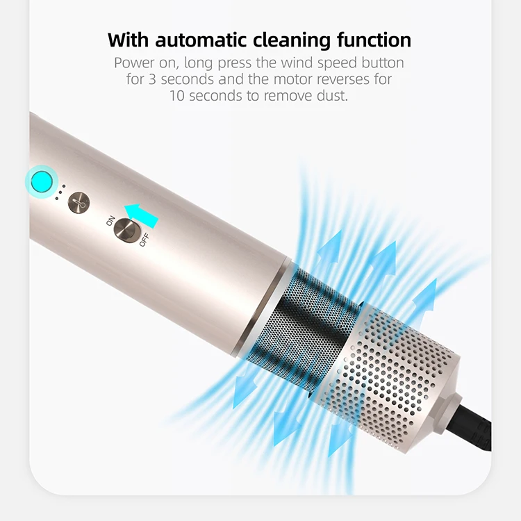 Professional 8 in 1 Hair Styler 110000RPM Ionic Hot Air Brush Foldable High Speed Interchangeable Hair Dryer Brush