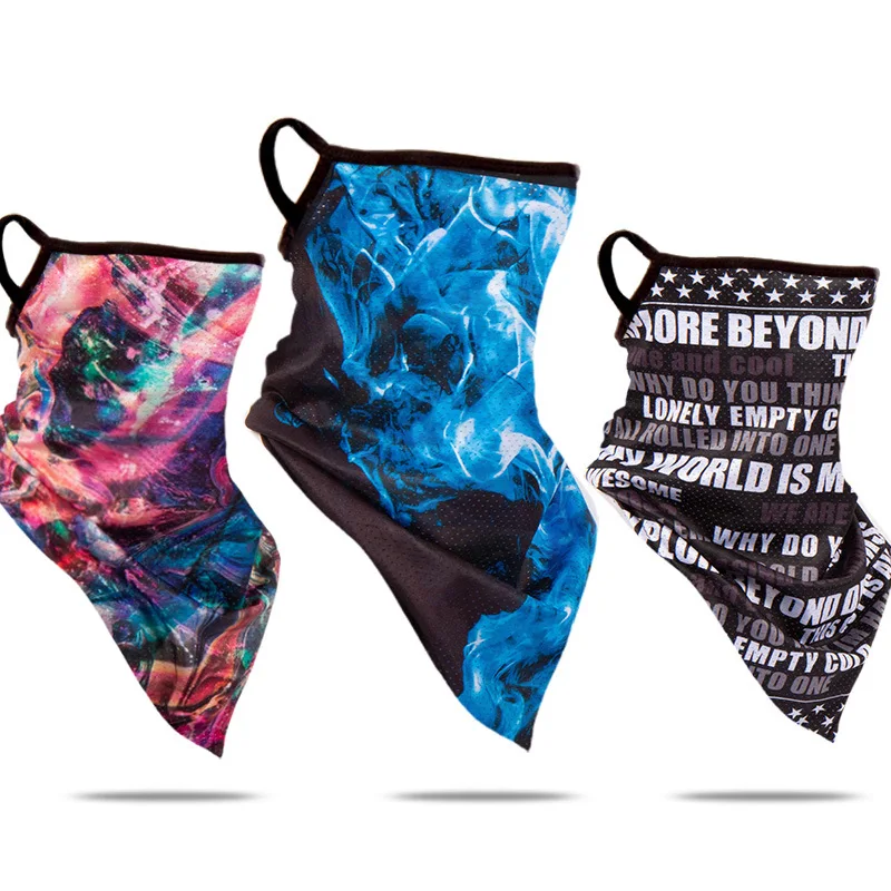 Охлаждающие шелковые шейные гетры унисекс, шарф, маска для лица, Балаклава с петлями для ушей для защиты от солнца