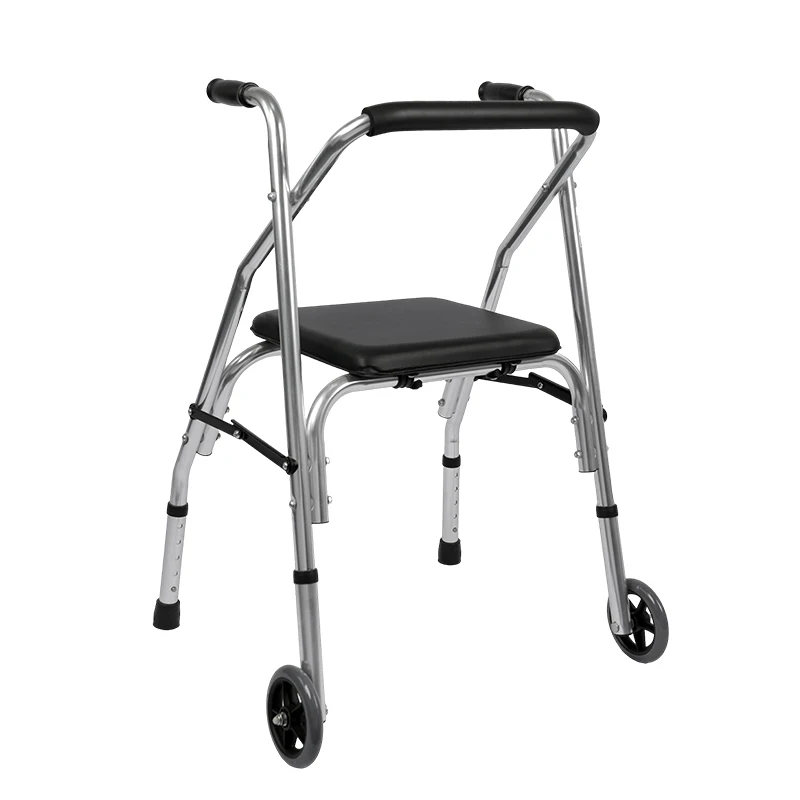 Ultra Lightweight 2-Wheel Aluminum Adult Rollator Walker Foldable Seat Easy Drive Seniors Small Spaces Features Underseat