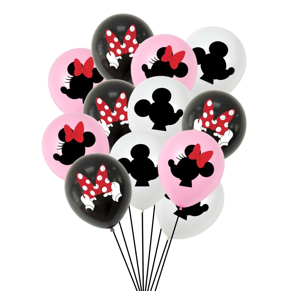 Amazon Hot 12inches 12pcs Printed Round Latex Mikey Mouse Helium Balloons Set Child Toy Happy Birthday Celebration Decor Set