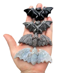 Natural Crystal Carved Bat healing yooperlite bat quartz crystals obsidian bats for Halloween Decoration