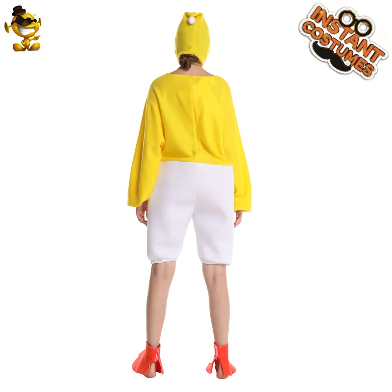 Adult Funny Chick Onesie Cosplay Polyester Suit Stage Hats and Foot Covers Halloween Performance Costumes
