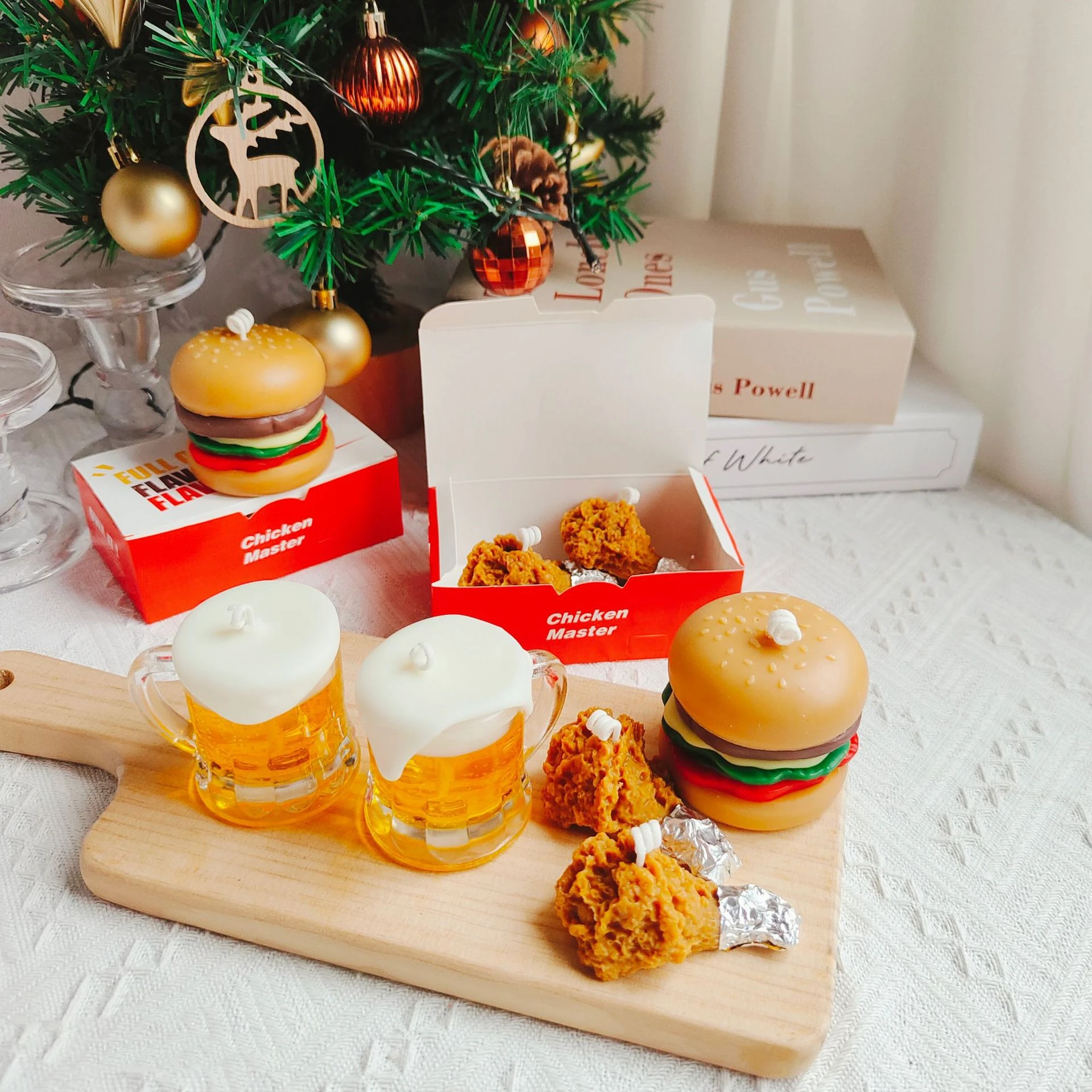 V241 Wholesale Scented Beer Candles Fried Chicken Aromatherapy Food Candle Soy Wax Burger Candle For Birthday Party Gift